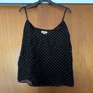 L'AGENCE Black Metallic Polka Dot Sleeveless Camisole Size Medium